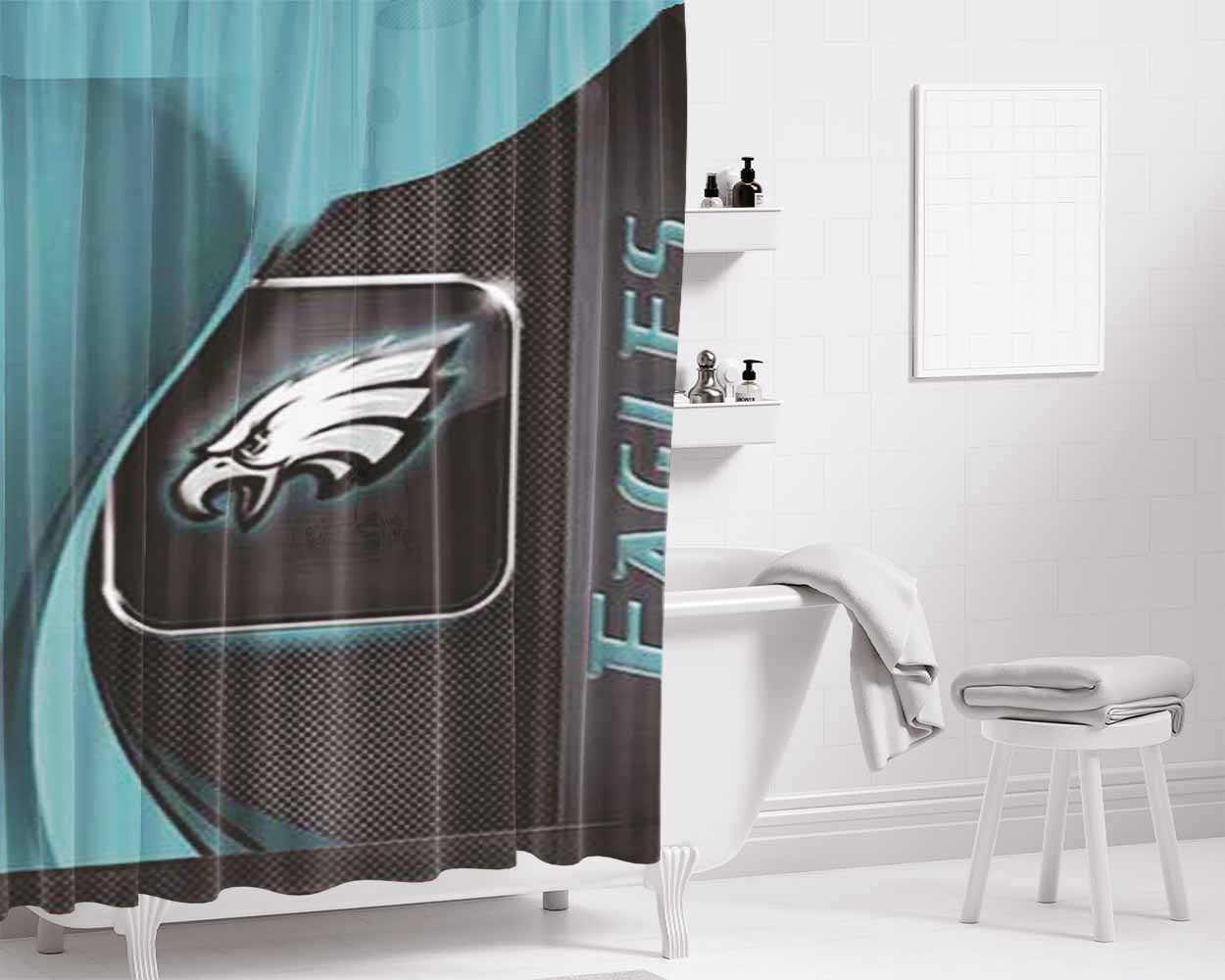 Philly Eagles Mesh Swirl Bathroom Shower Curtain Fabric Waterproof | 66 X 72 Inch