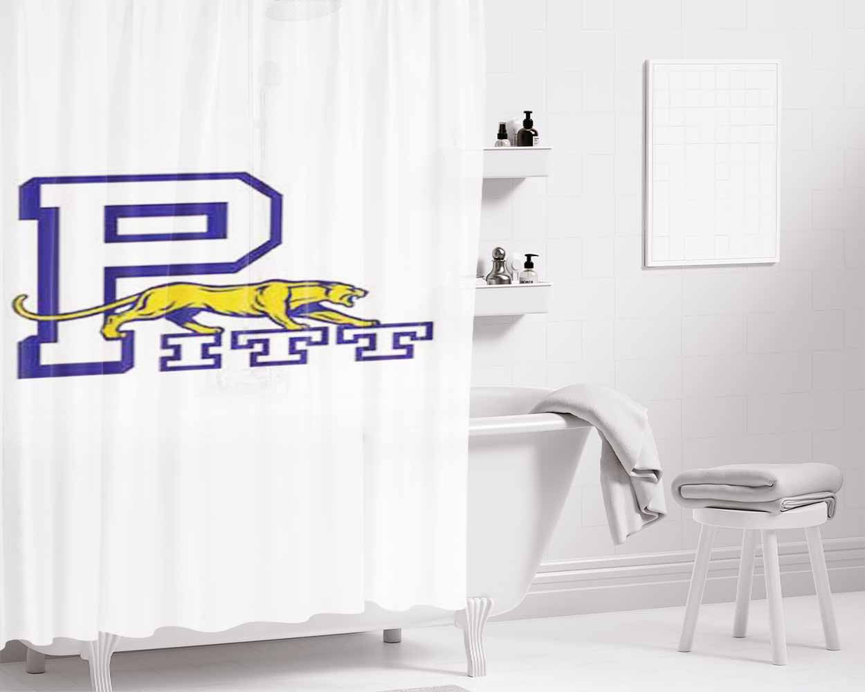 Pitt Panther Logo Bathroom Shower Curtain Fabric Waterproof | 66 X 72 Inch
