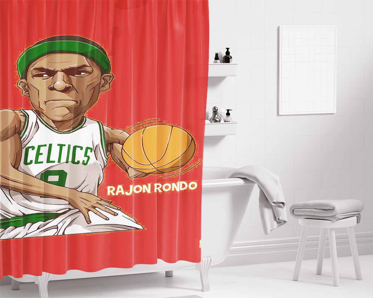 Rajon Rondo Red Bathroom Shower Curtain Fabric Waterproof | 66 X 72 Inch