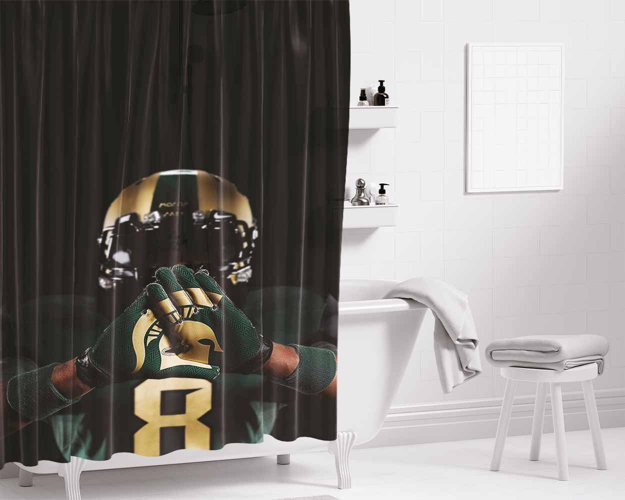 Rivalries Michigan Bathroom Shower Curtain Fabric Waterproof | 66 X 72 Inch