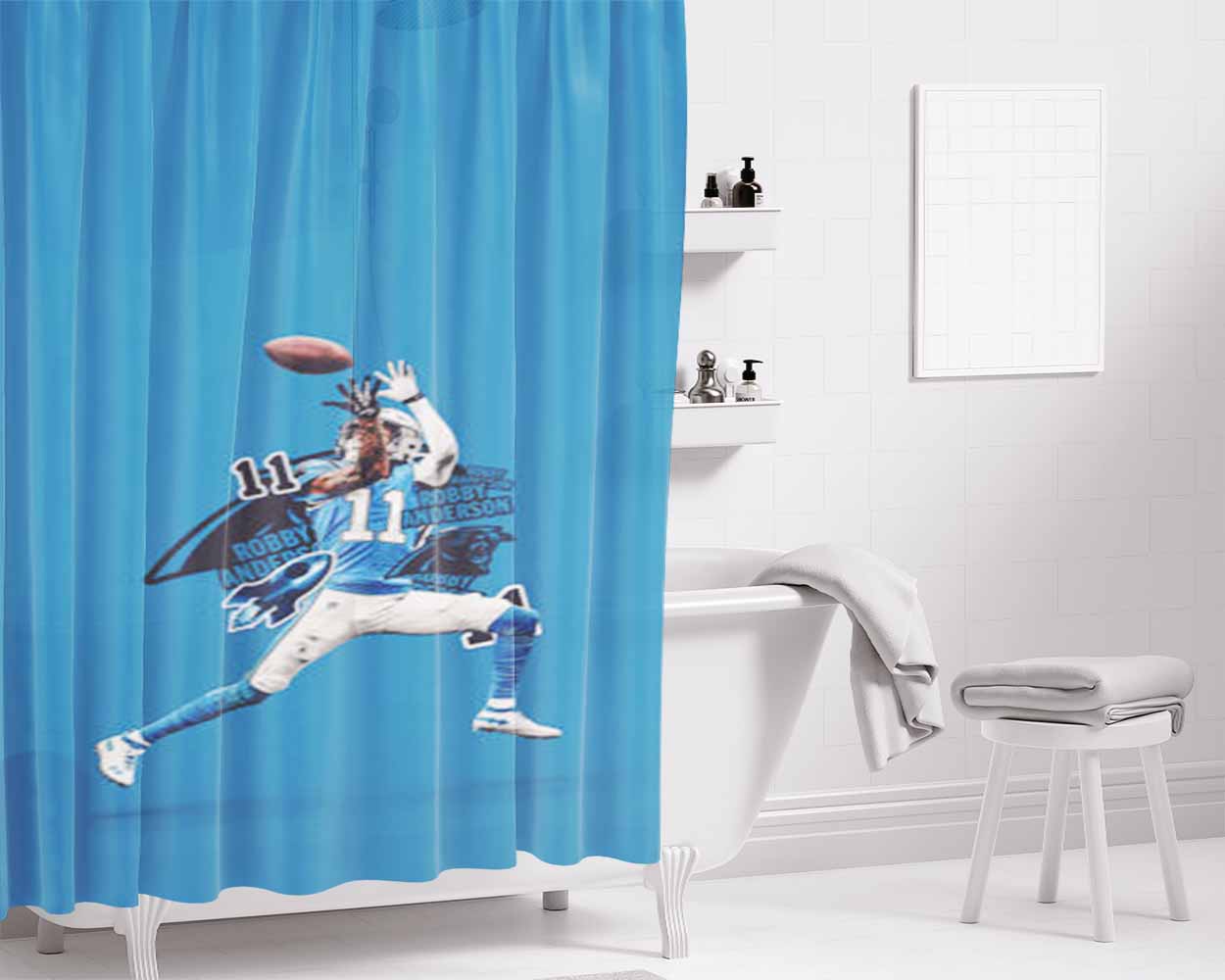 Robby Anderson Carolina Panthers Bathroom Shower Curtain Fabric Waterproof | 66 X 72 Inch