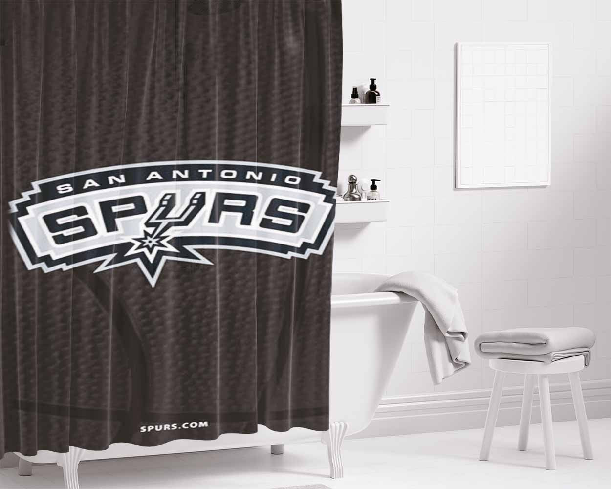 San Antonio Spurs Art Bathroom Shower Curtain Fabric Waterproof | 66 X 72 Inch