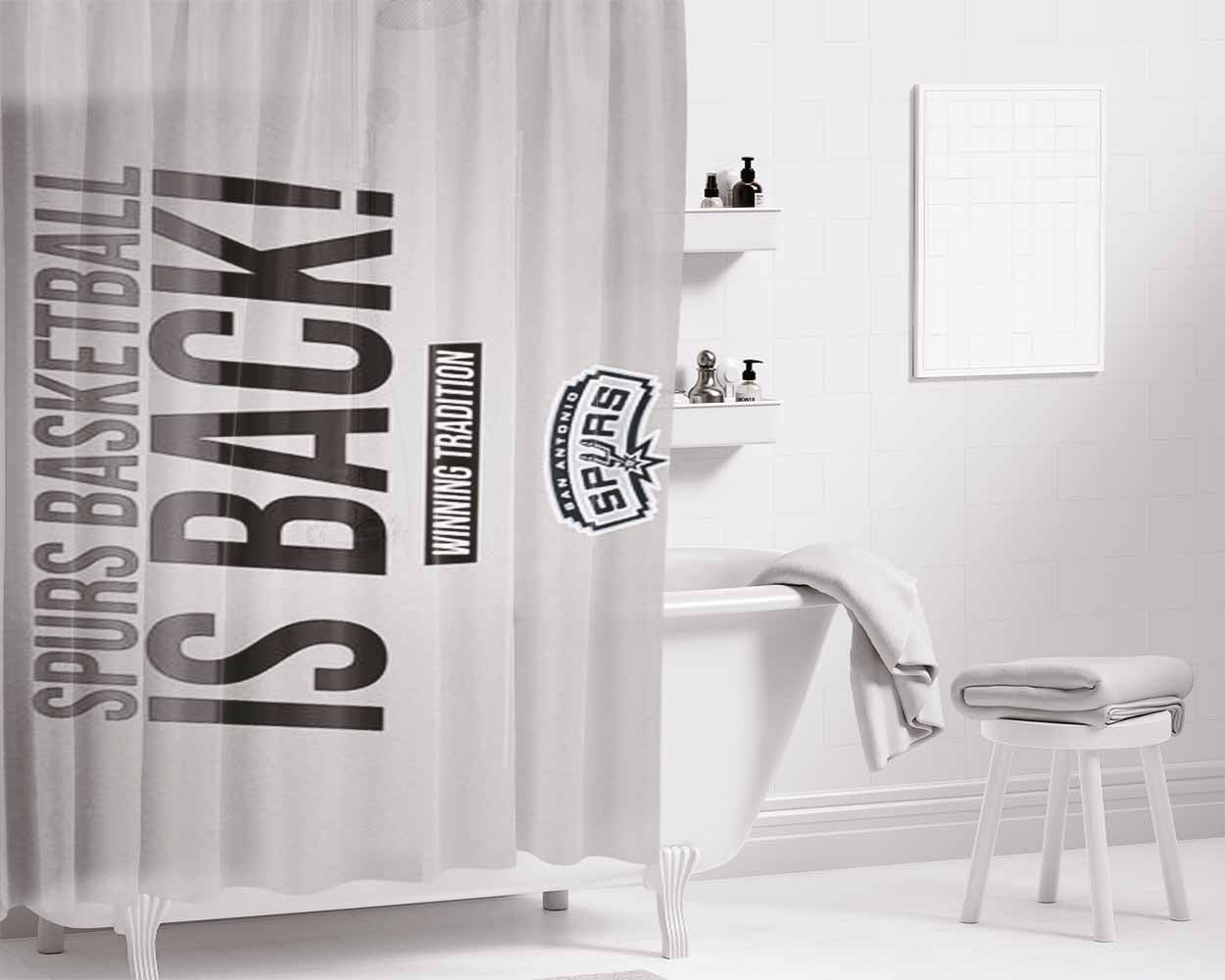 San Antonio Spurs Is Back Bathroom Shower Curtain Fabric Waterproof | 66 X 72 Inch
