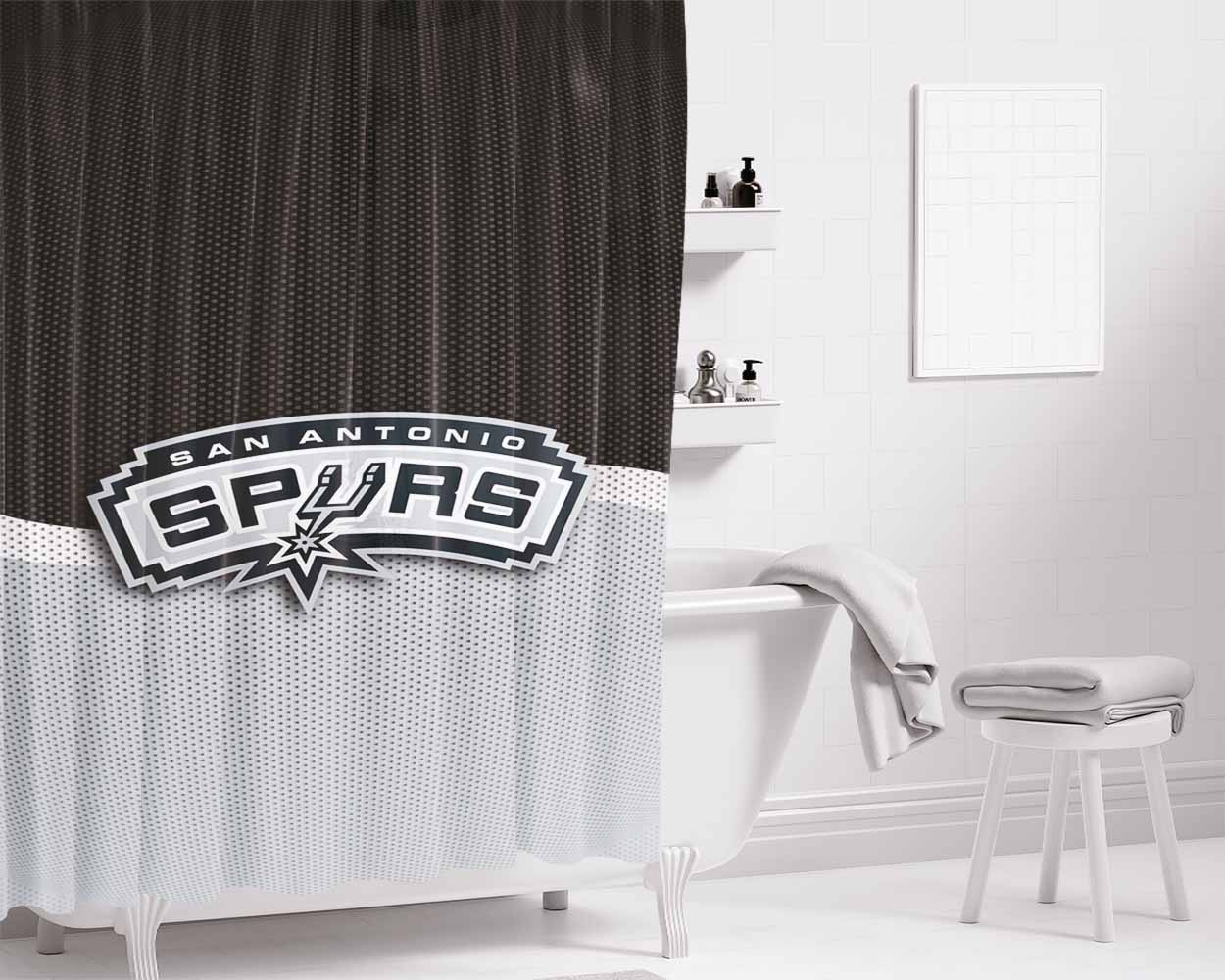 San Antonio Spurs Logo Jersey Bathroom Shower Curtain Fabric Waterproof | 66 X 72 Inch