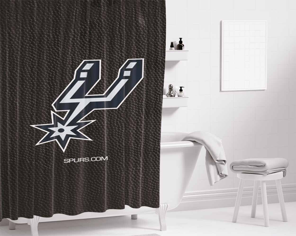 San Antonio Spurs Logo Bathroom Shower Curtain Fabric Waterproof | 66 X 72 Inch