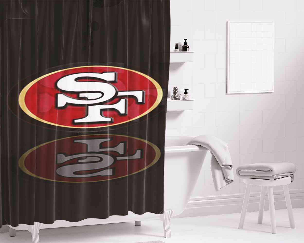 San Francisco 49Ers Black Bathroom Shower Curtain Fabric Waterproof | 66 X 72 Inch