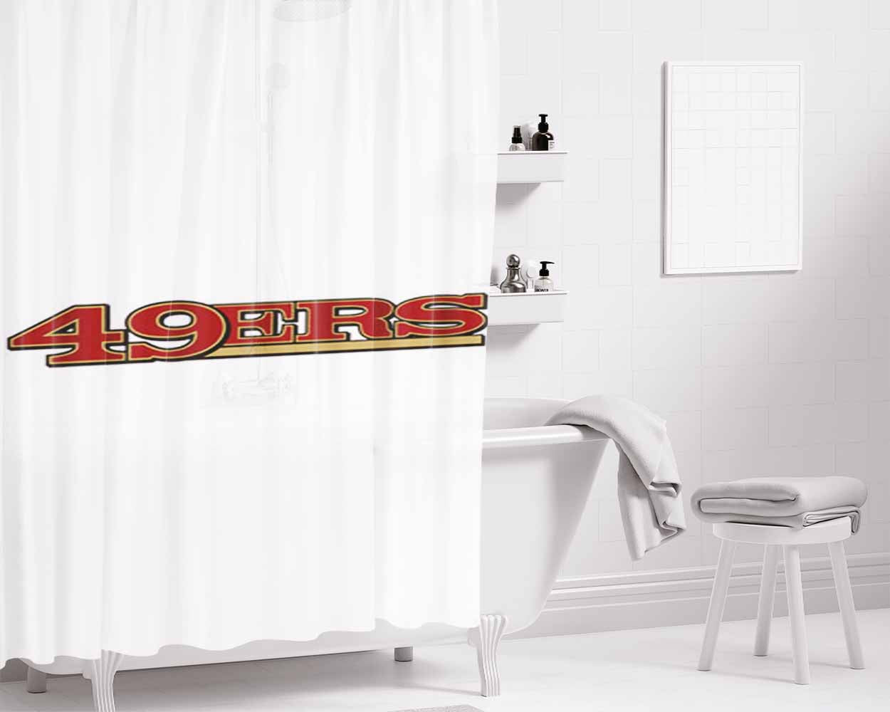 San Francisco 49Ers Text Bathroom Shower Curtain Fabric Waterproof | 66 X 72 Inch