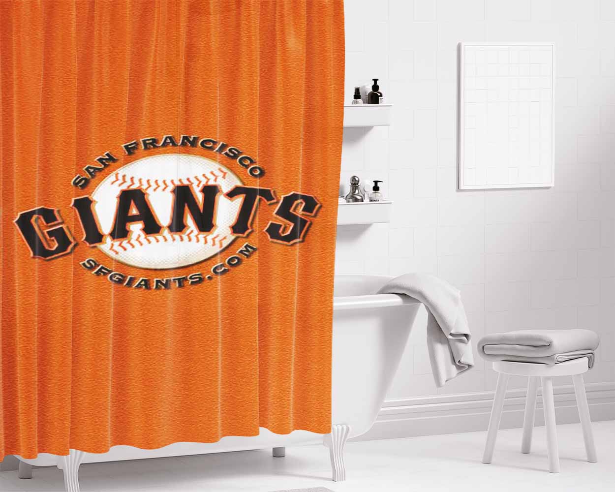 San Fransisco Giants Bathroom Shower Curtain Fabric Waterproof | 66 X 72 Inch