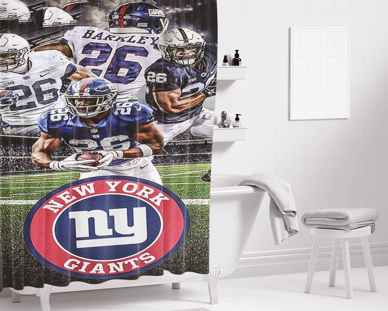 Saquon Barkley New York Giants Ny Bathroom Shower Curtain Fabric Waterproof | 66 X 72 Inch