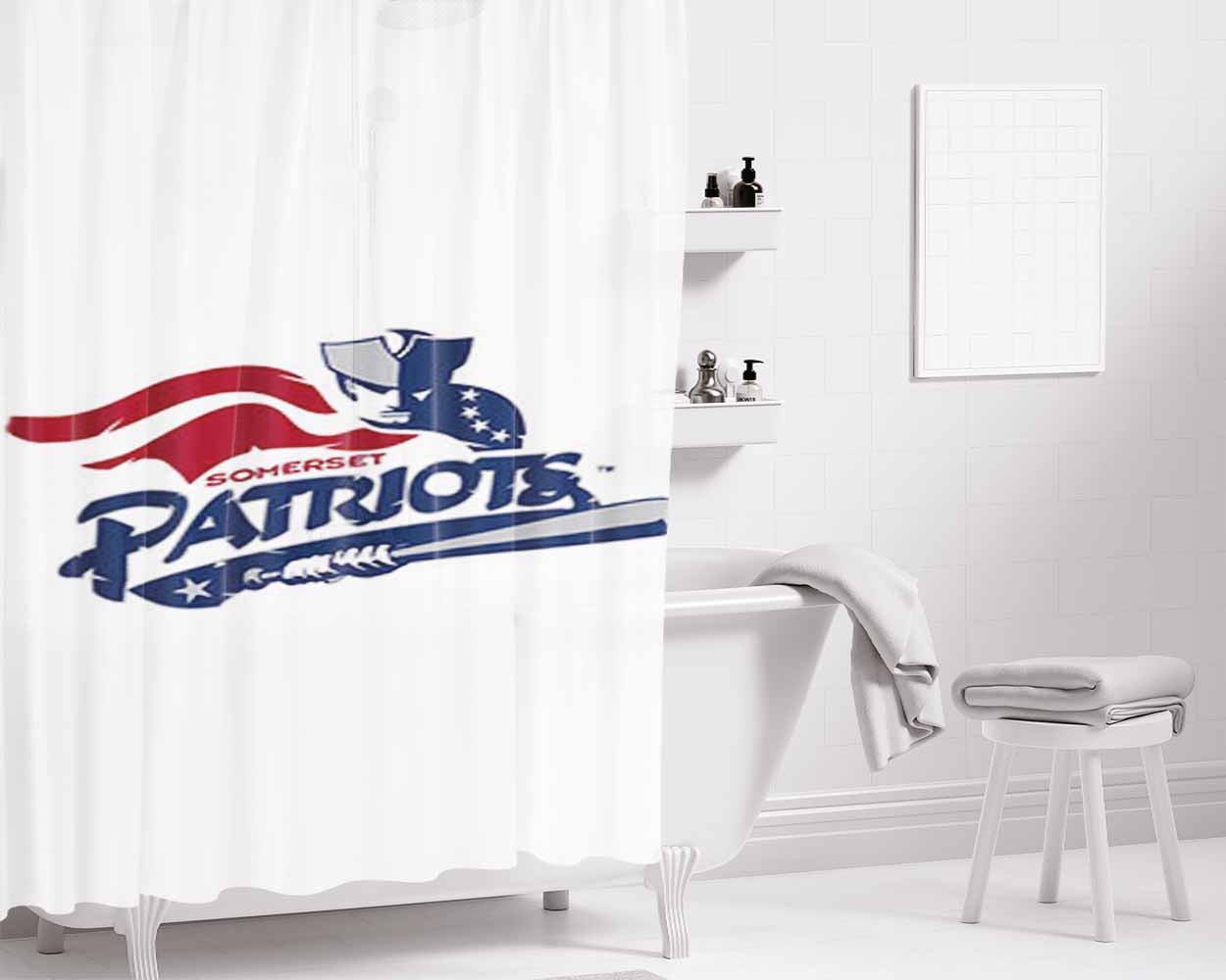 Somerset Patriots Baseball Logo Bathroom Shower Curtain Fabric Waterproof | 66 X 72 Inch