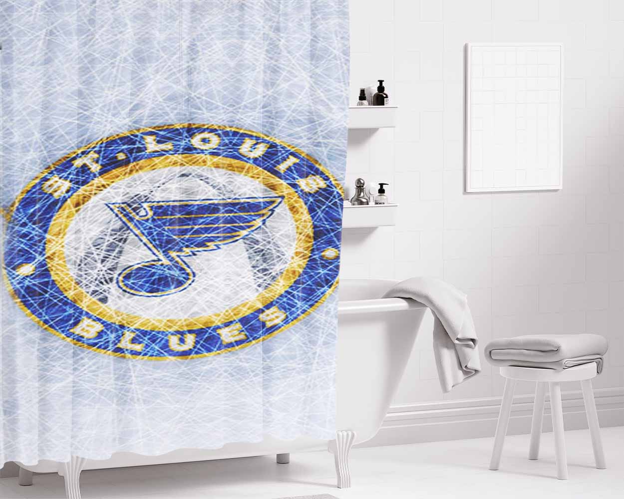 St Louis Blues Logo Bathroom Shower Curtain Fabric Waterproof | 66 X 72 Inch