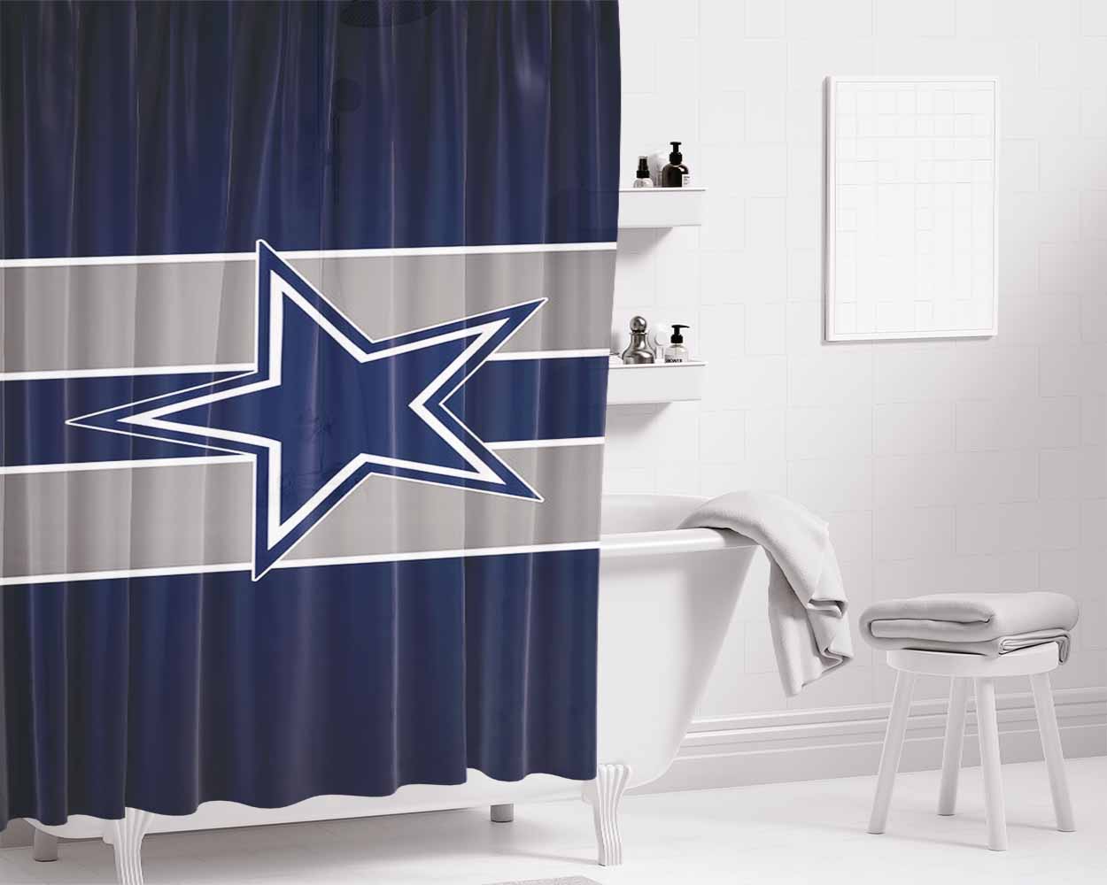 Star Cowboys Dallas Logo Bathroom Shower Curtain Fabric Waterproof | 66 X 72 Inch