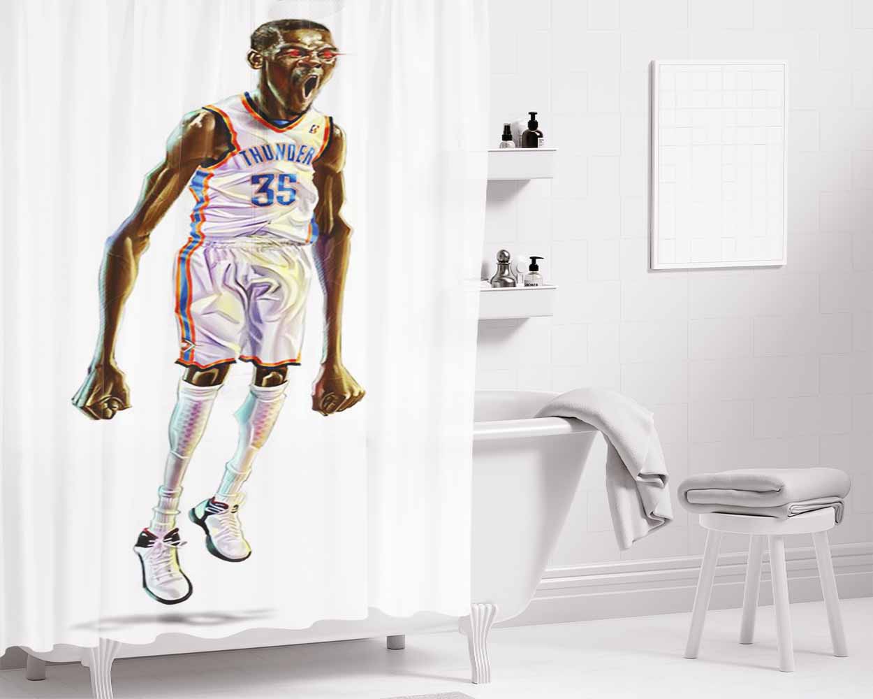 Thunder 35 Basket Ball Bathroom Shower Curtain Fabric Waterproof | 66 X 72 Inch