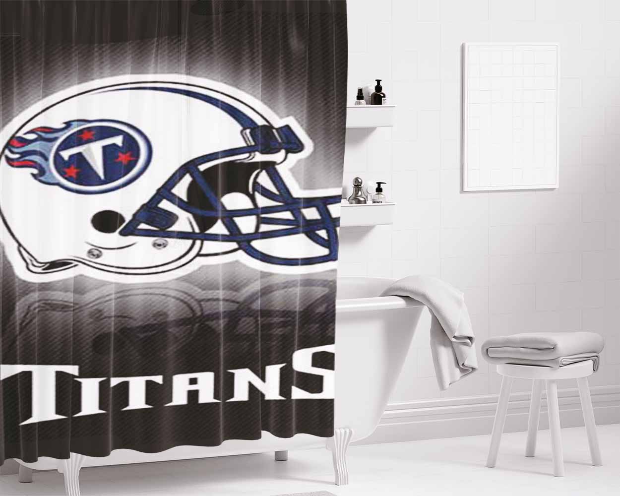 Tn Titans Helmet Stripes Bathroom Shower Curtain Fabric Waterproof | 66 X 72 Inch