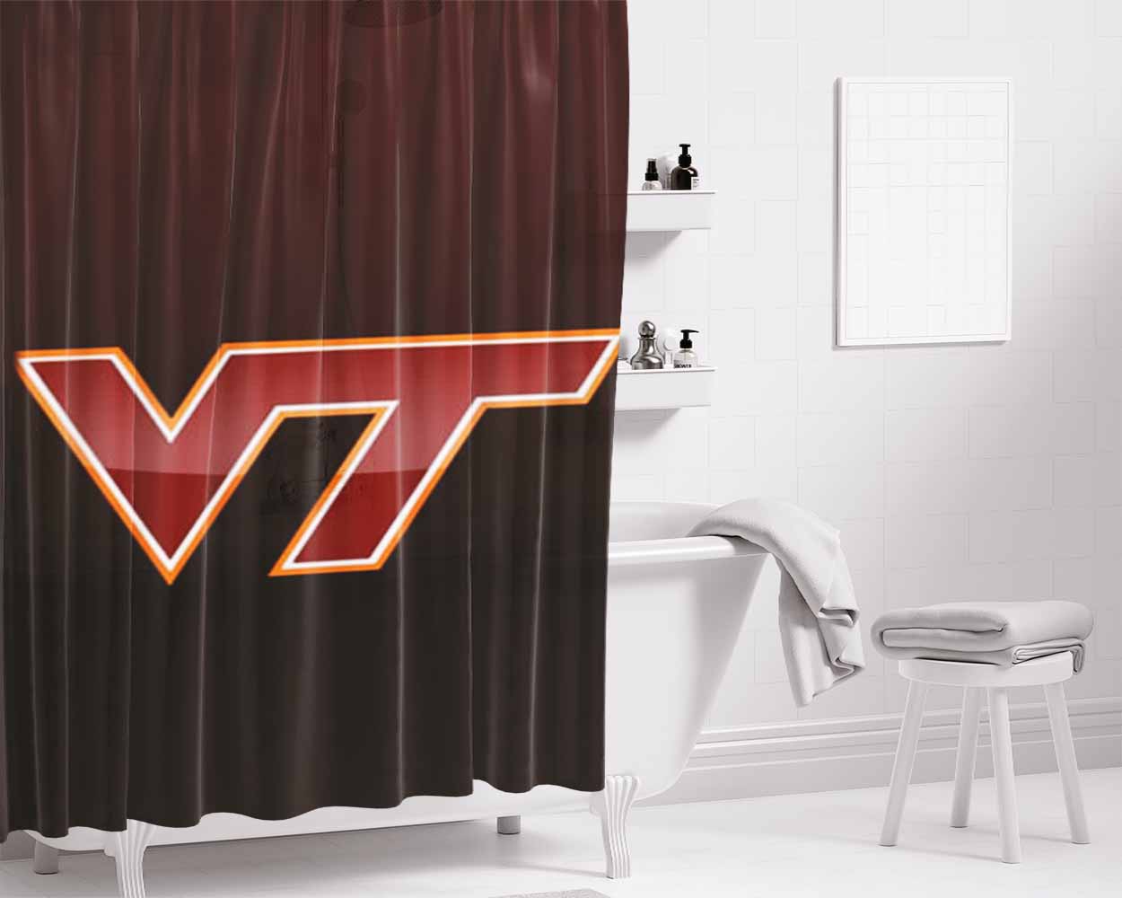 Virginia Tech Bathroom Shower Curtain Fabric Waterproof | 66 X 72 Inch