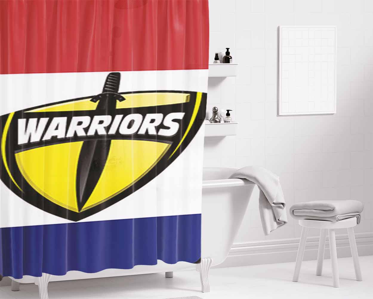 Warriors Bathroom Shower Curtain Fabric Waterproof | 66 X 72 Inch