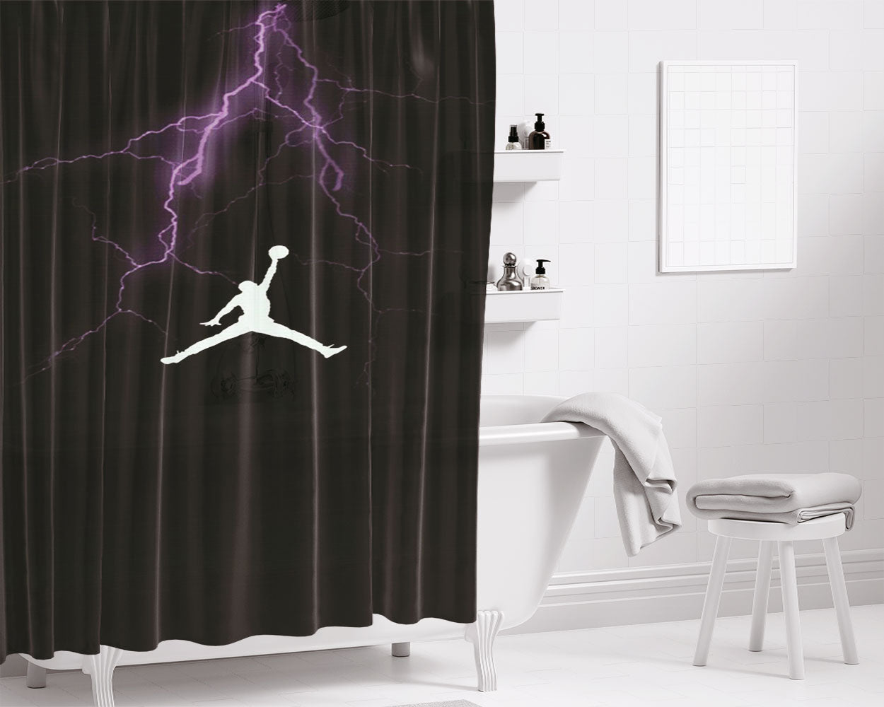 Light Storm Air Jordan Bathroom Shower Curtain Fabric Waterproof | 66 X 72 Inch