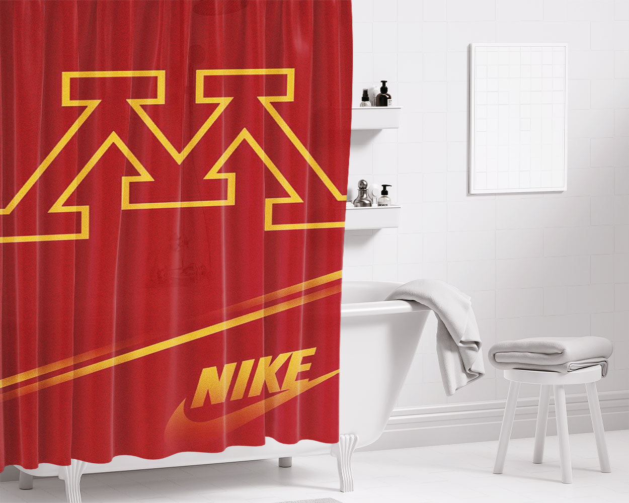 Minnesota Golden Gophers Red Logo Bathroom Shower Curtain Fabric Waterproof | 66 X 72 Inch