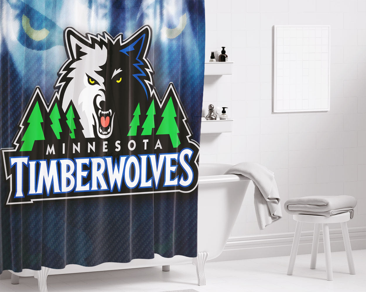Minnesota Timberwoes Bathroom Shower Curtain Fabric Waterproof | 66 X 72 Inch