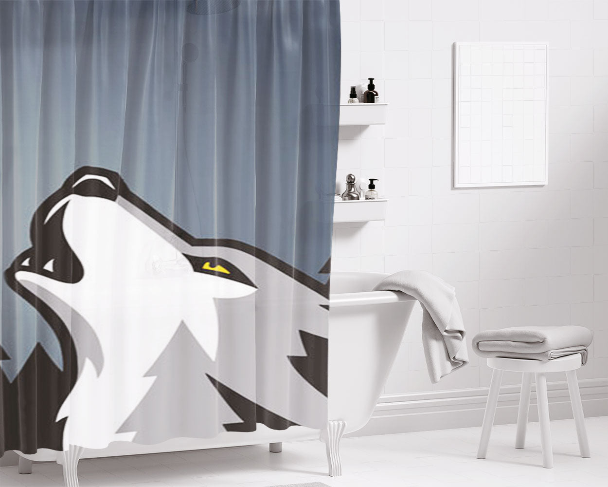 Minnesota Timberwolves Vector Bathroom Shower Curtain Fabric Waterproof | 66 X 72 Inch