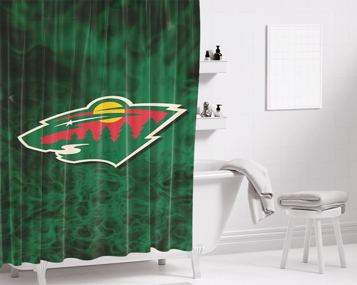Minnesota Wild Smoke Bathroom Shower Curtain Fabric Waterproof | 66 X 72 Inch