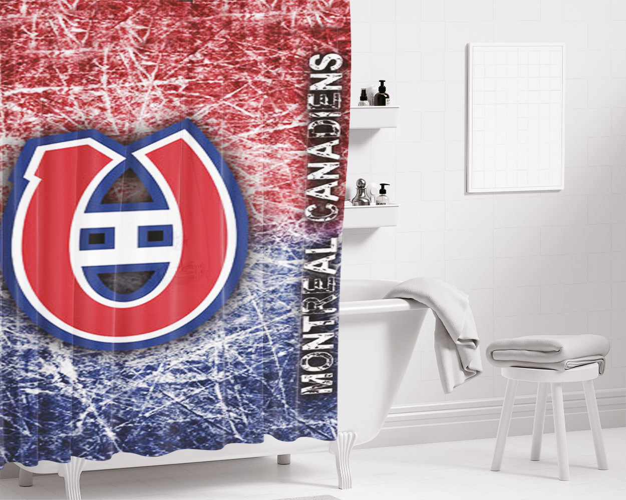 Montreal Canadiens Symbol Bathroom Shower Curtain Fabric Waterproof | 66 X 72 Inch
