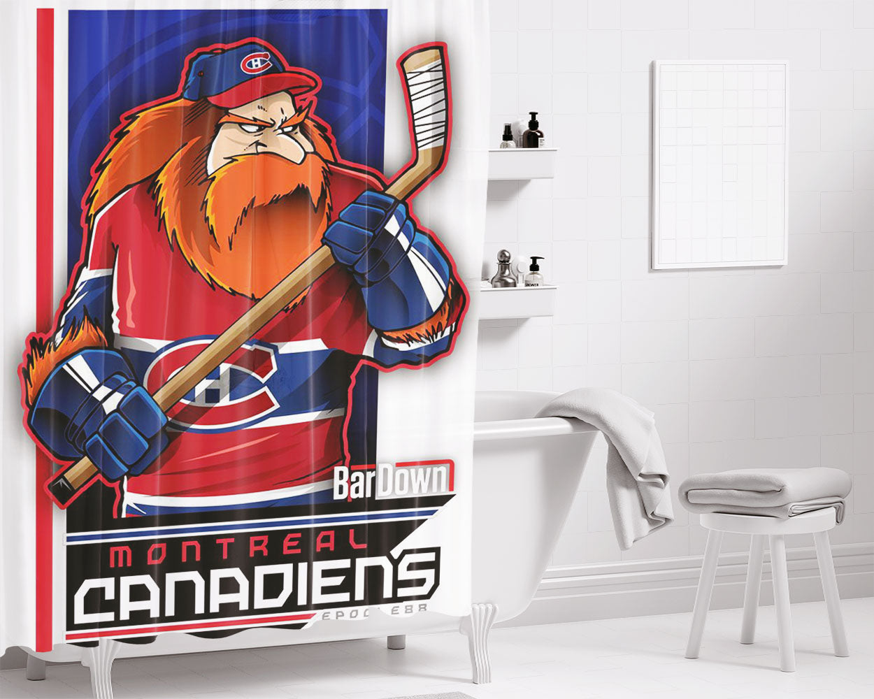 Montreal Canadiens Bathroom Shower Curtain Fabric Waterproof | 66 X 72 Inch
