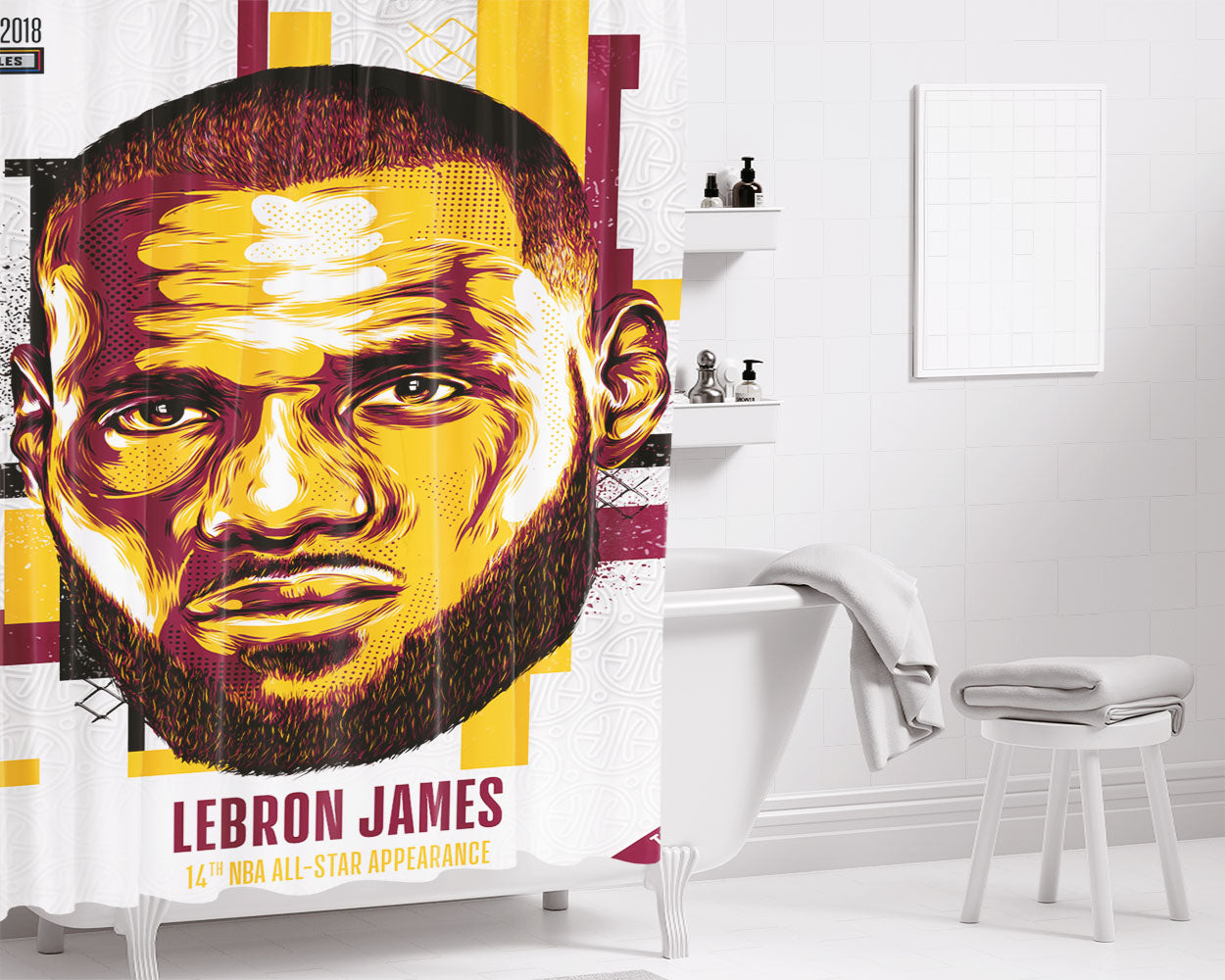 Nba All Star Lebron James Bathroom Shower Curtain Fabric Waterproof | 66 X 72 Inch