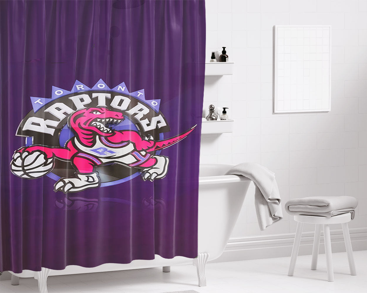 Nba Toronto Raptors Basketball 002 Bathroom Shower Curtain Fabric Waterproof | 66 X 72 Inch