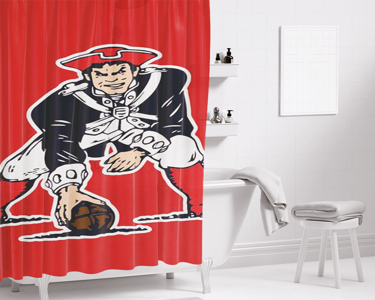 New England Patriots Logo 2 Bathroom Shower Curtain Fabric Waterproof | 66 X 72 Inch