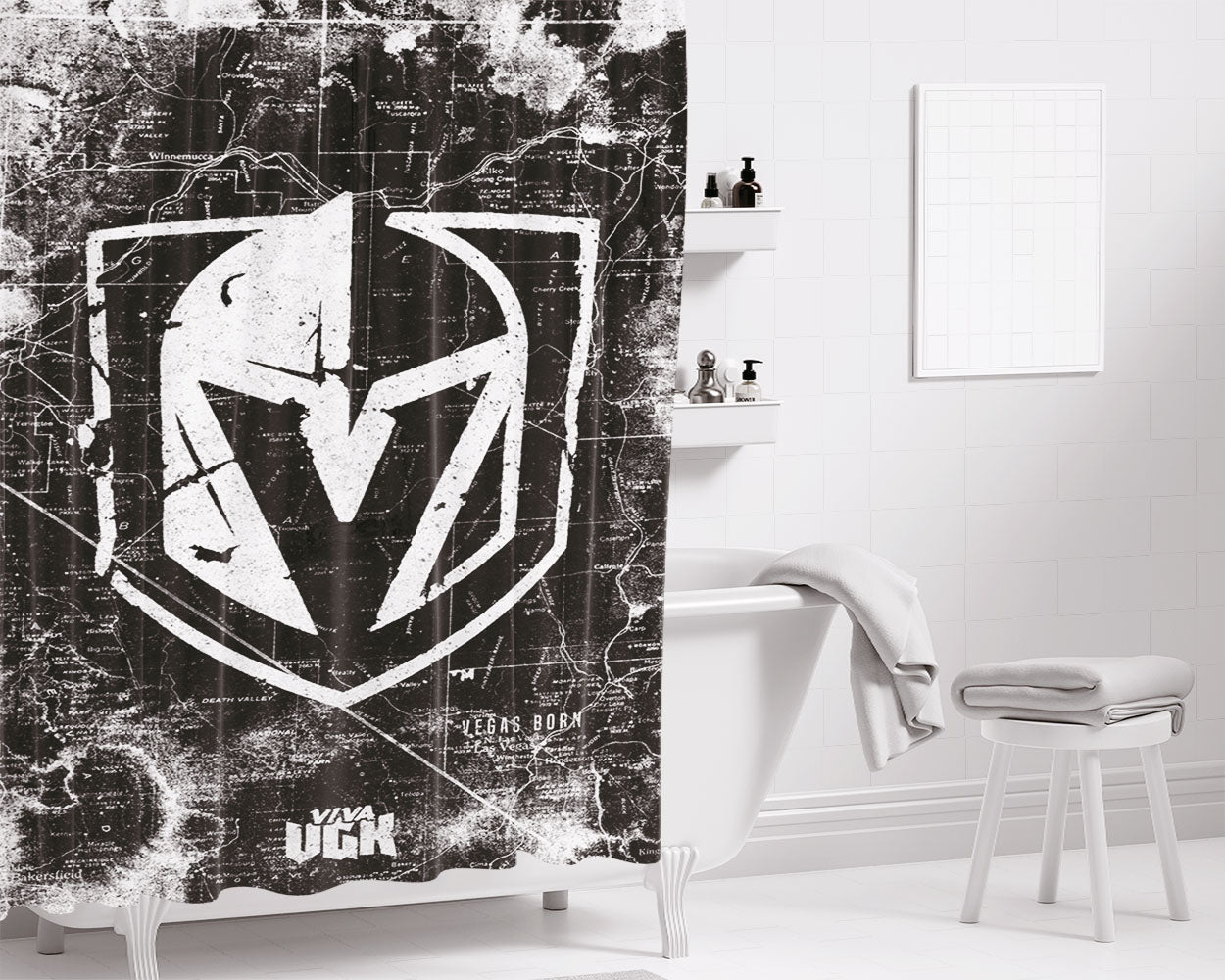 New Vegas Golden Knights Bathroom Shower Curtain Fabric Waterproof | 66 X 72 Inch