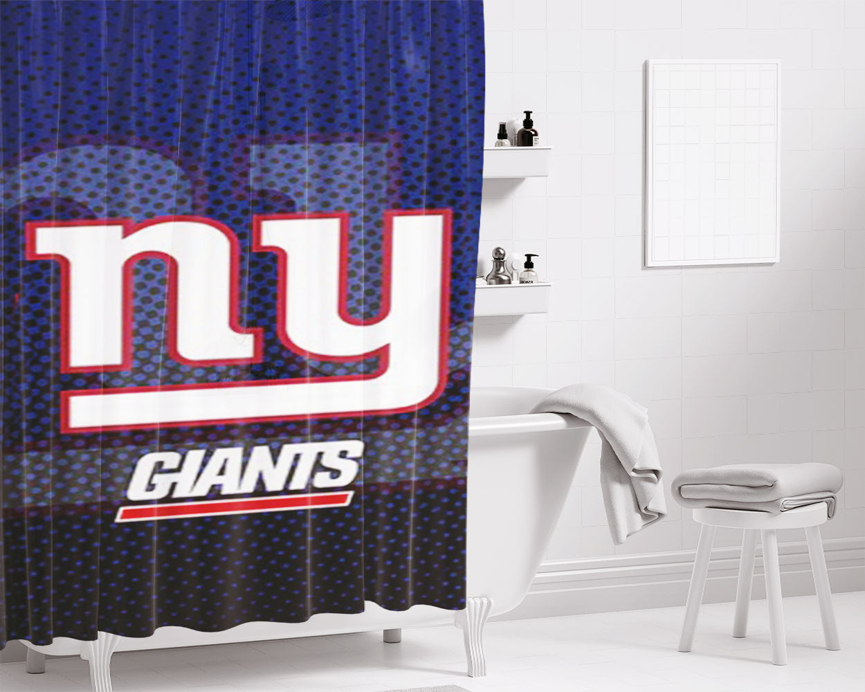 New York Giants Nfl Logo 3 Bathroom Shower Curtain Fabric Waterproof | 66 X 72 Inch