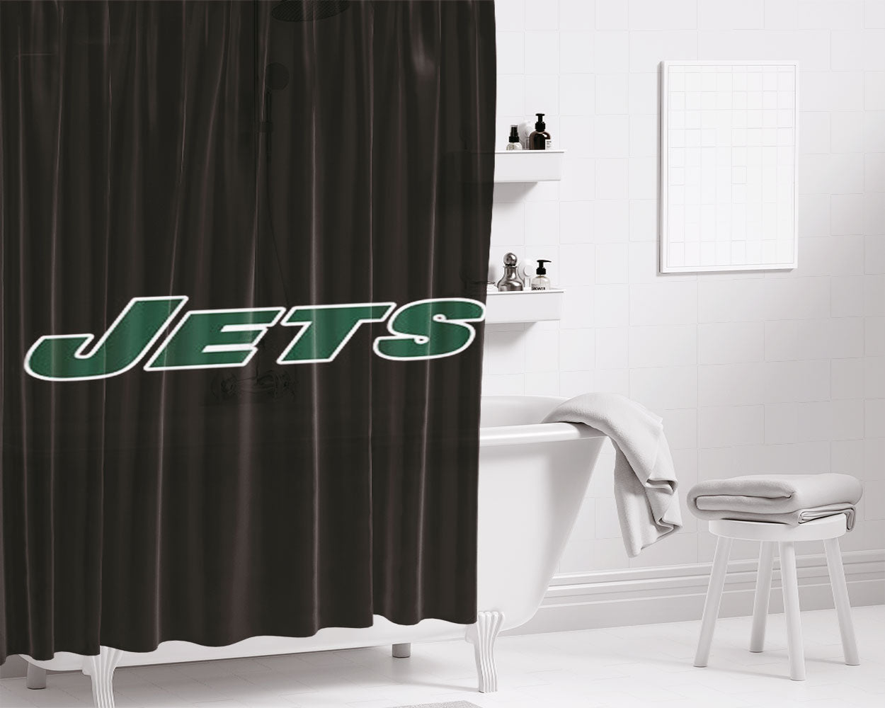 New York Jets Nfl Football Bathroom Shower Curtain Fabric Waterproof | 66 X 72 Inch