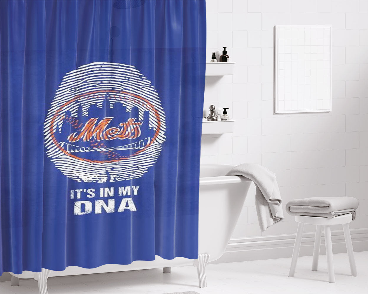 New York Yankees Dna Bathroom Shower Curtain Fabric Waterproof | 66 X 72 Inch