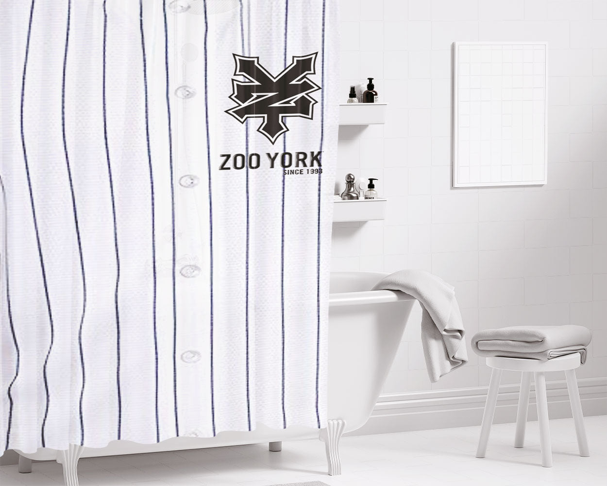 New York Yankees Zoo Since 1993 Bathroom Shower Curtain Fabric Waterproof | 66 X 72 Inch