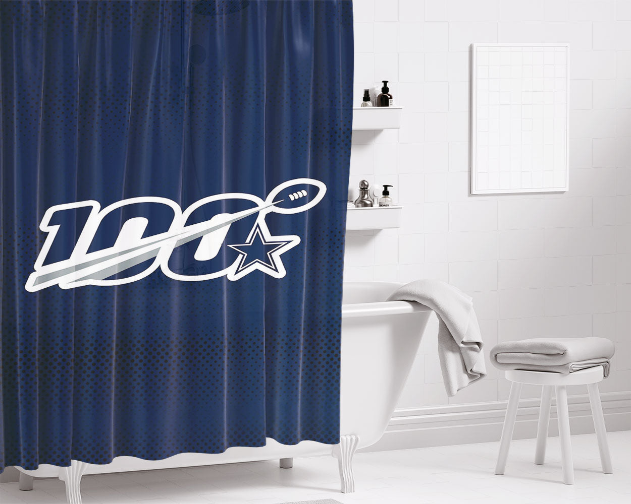 Nfl 100Th Dallas Cowboys Wallpapers Bathroom Shower Curtain Fabric Waterproof | 66 X 72 Inch