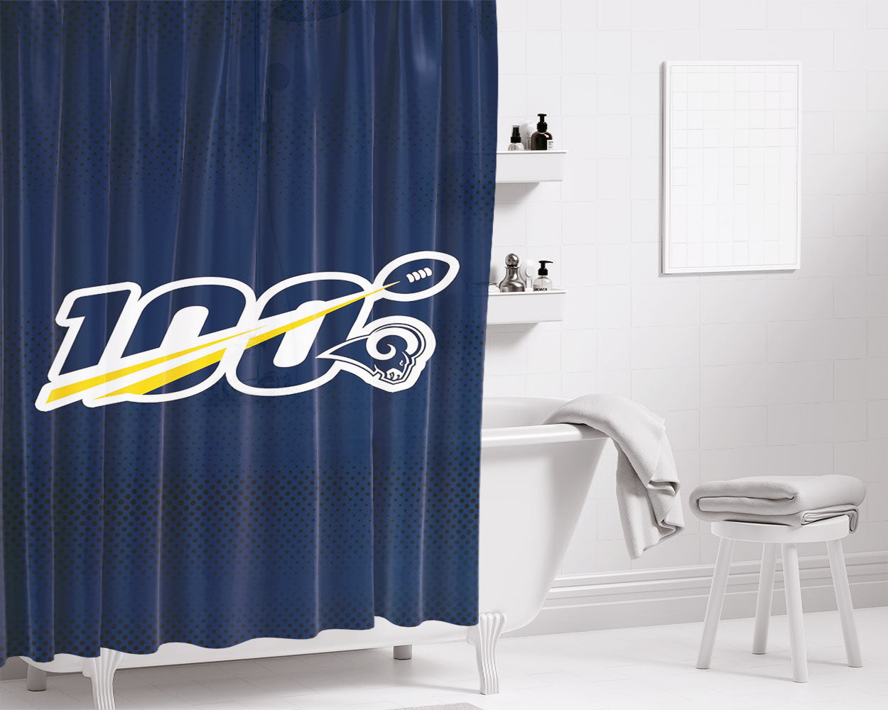 Nfl 100Th Detroit Lions Wallpapers Bathroom Shower Curtain Fabric Waterproof | 66 X 72 Inch