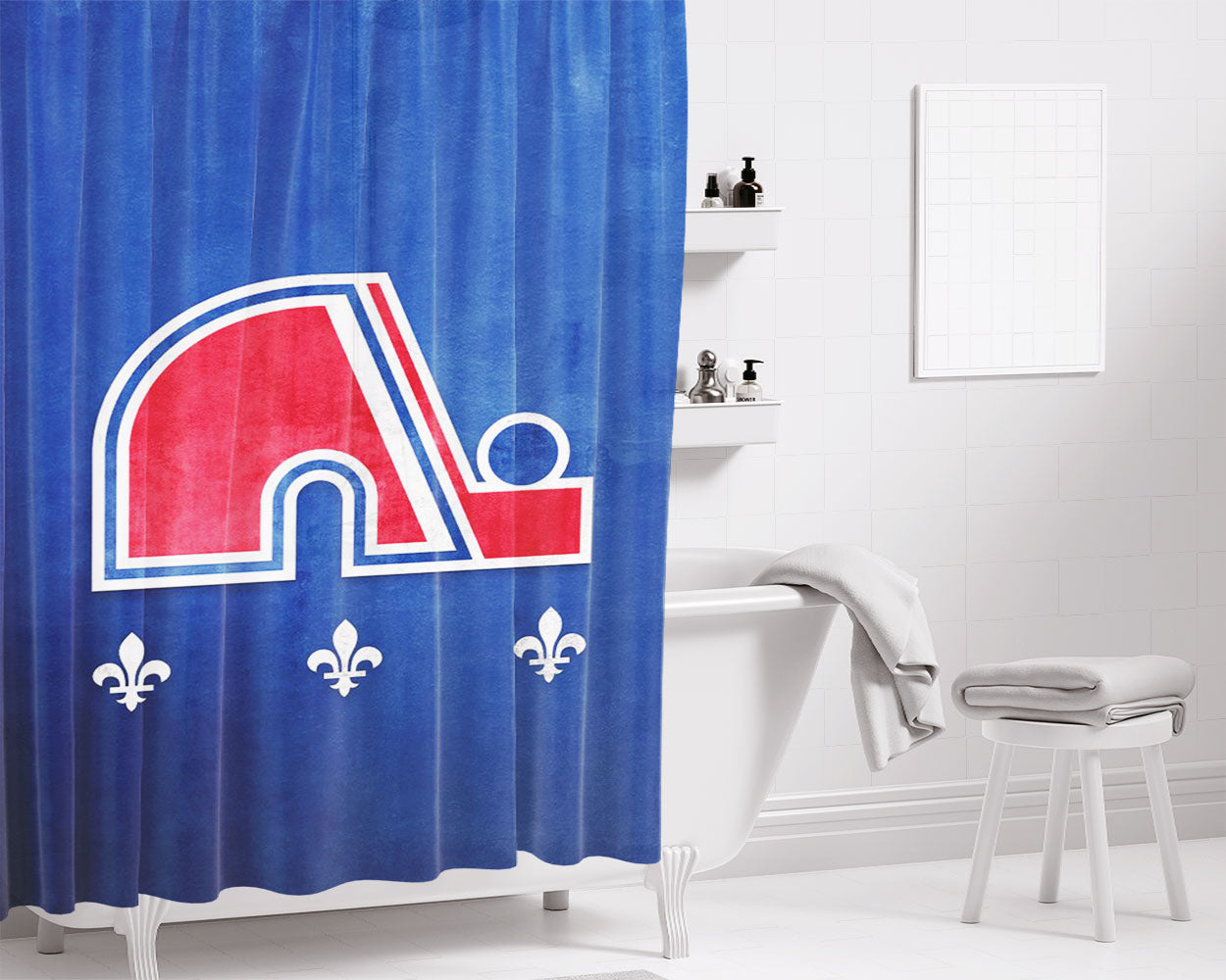 Nhl Quebec Nordiques Sport Logo Bathroom Shower Curtain Fabric Waterproof | 66 X 72 Inch