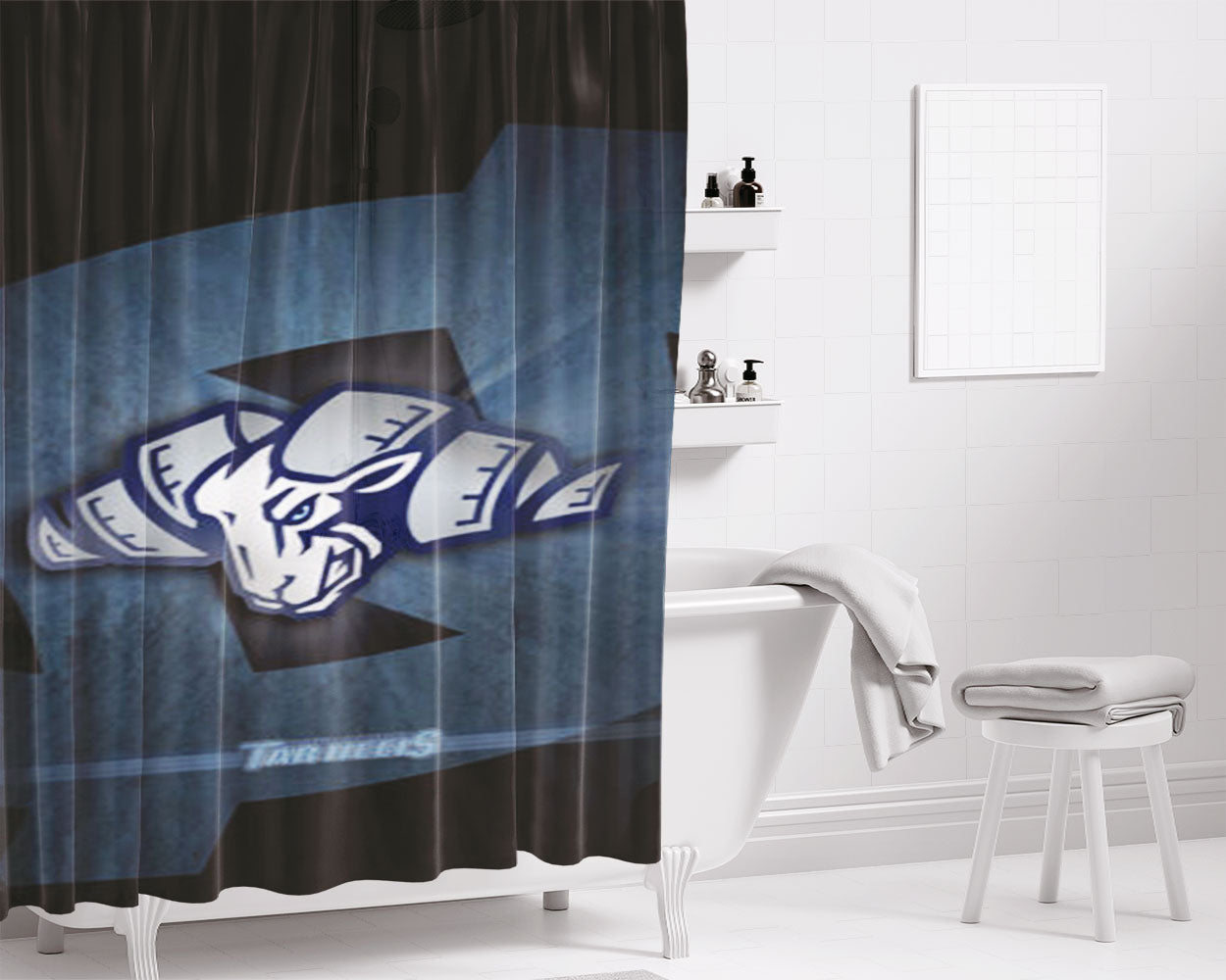 North Carolina Tar Heels Basketball Logo Bathroom Shower Curtain Fabric Waterproof | 66 X 72 Inch