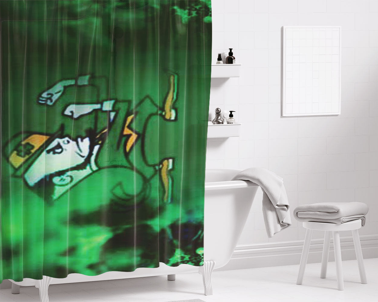 Notre Dame Green Mist Bathroom Shower Curtain Fabric Waterproof | 66 X 72 Inch