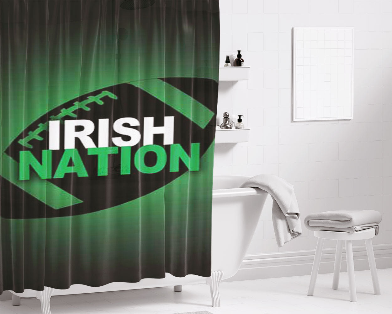 Notre Dame Irish Nation Bathroom Shower Curtain Fabric Waterproof | 66 X 72 Inch