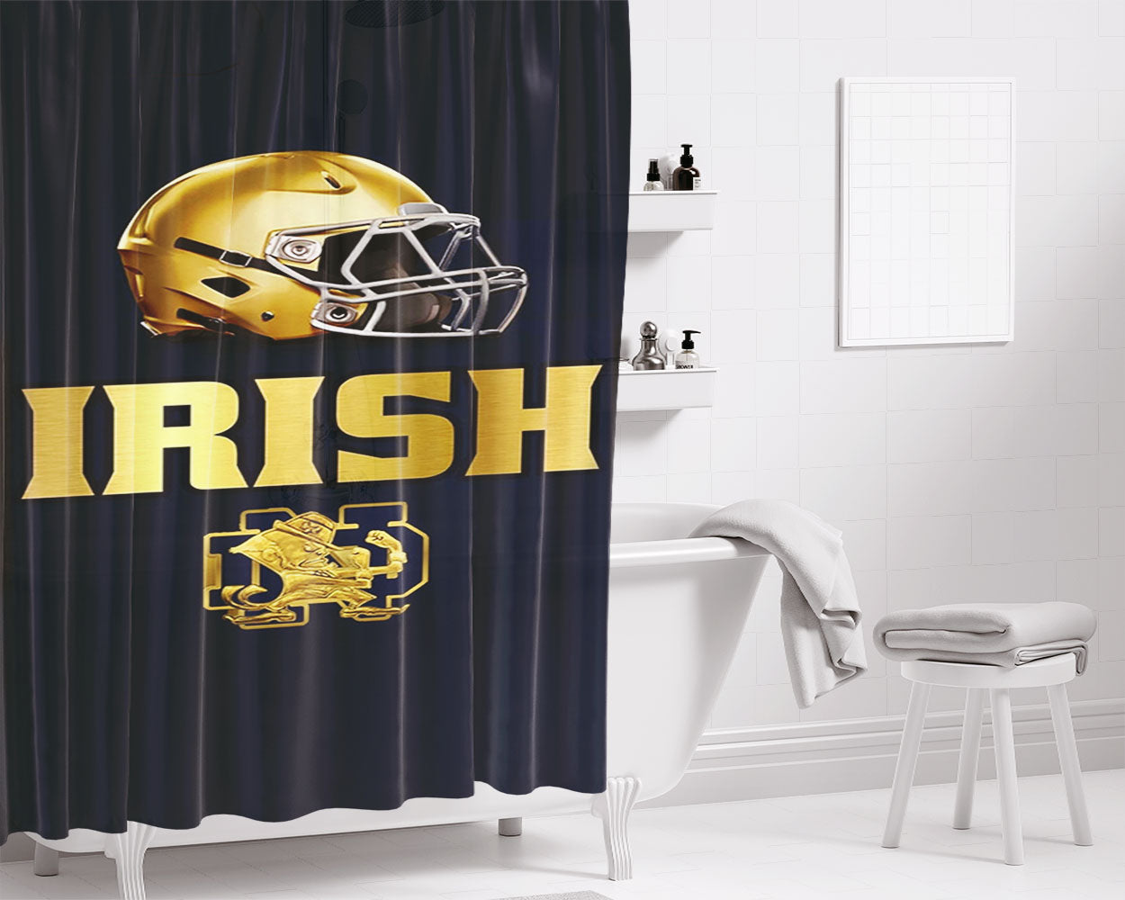 Notre Dame Irish Nd Gold Bathroom Shower Curtain Fabric Waterproof | 66 X 72 Inch
