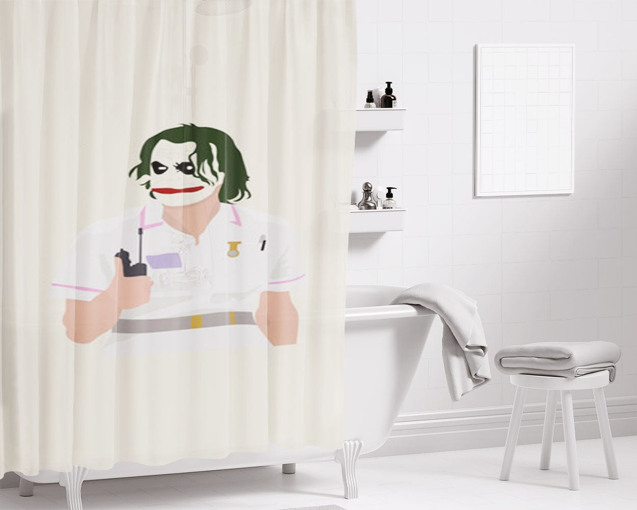 Nurse Joker Bathroom Shower Curtain Fabric Waterproof | 66 X 72 Inch