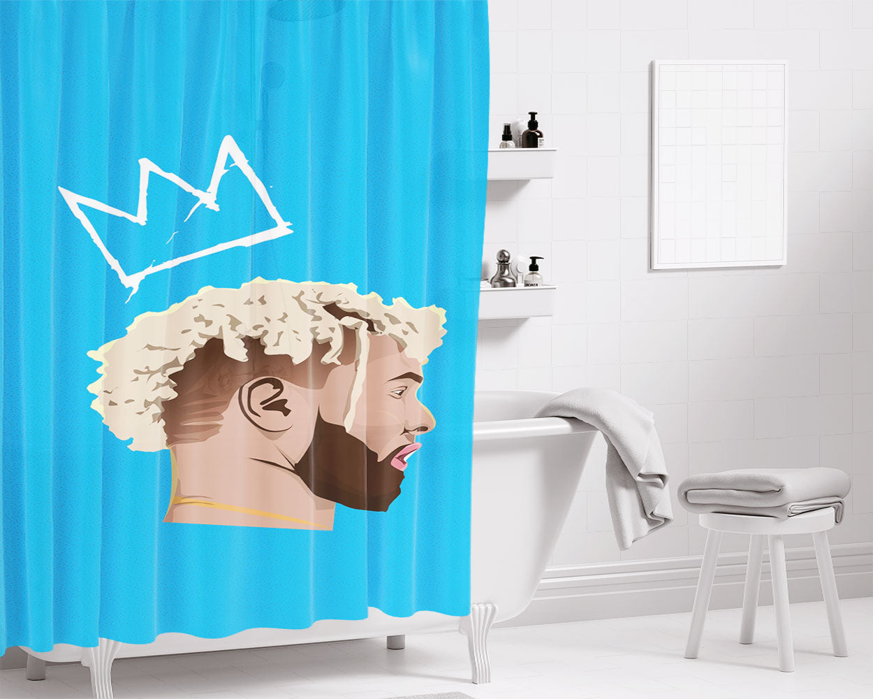 Odell Beckham Jr Crown Art Bathroom Shower Curtain Fabric Waterproof | 66 X 72 Inch