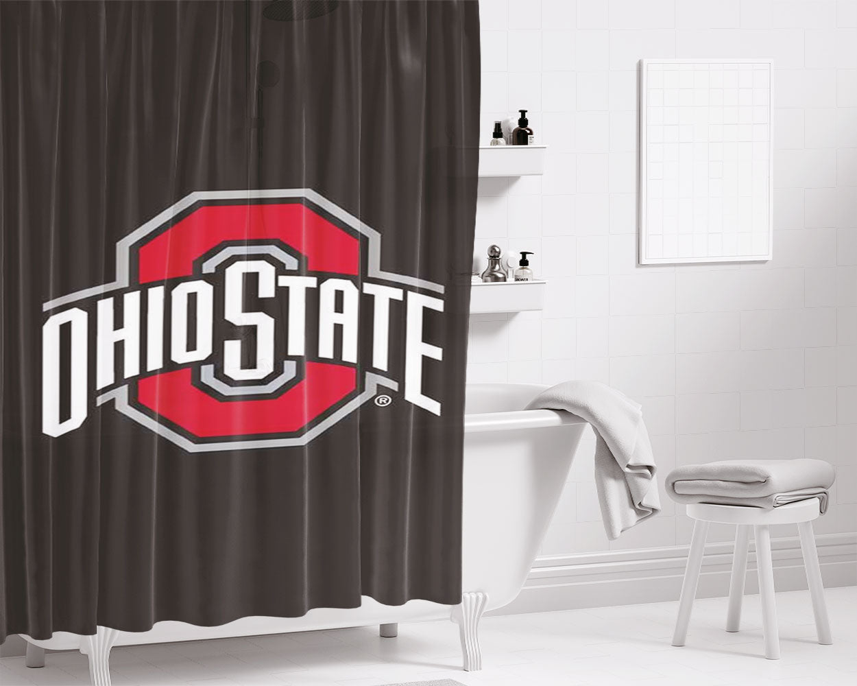 Ohio State Buckeyes American Footbal 1 Aa Bathroom Shower Curtain Fabric Waterproof | 66 X 72 Inch