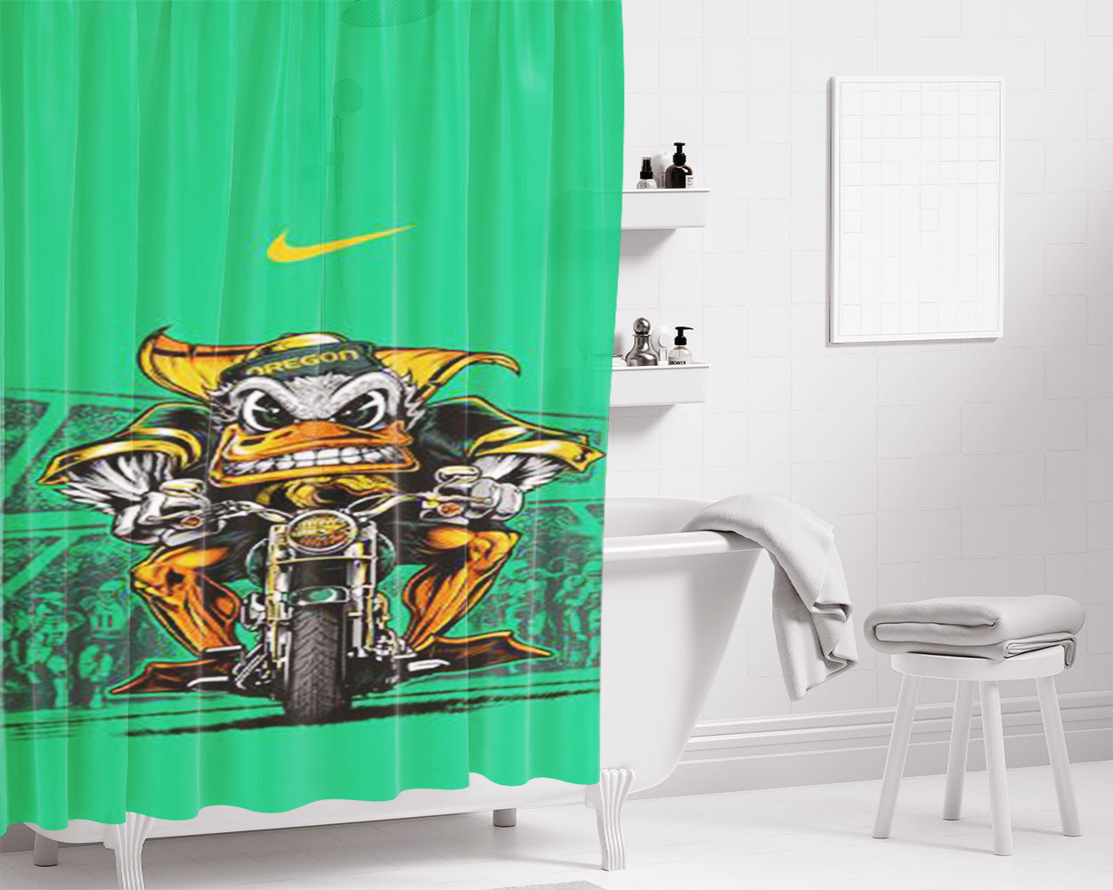 Oregon Ducks Football Team Bathroom Shower Curtain Fabric Waterproof | 66 X 72 Inch