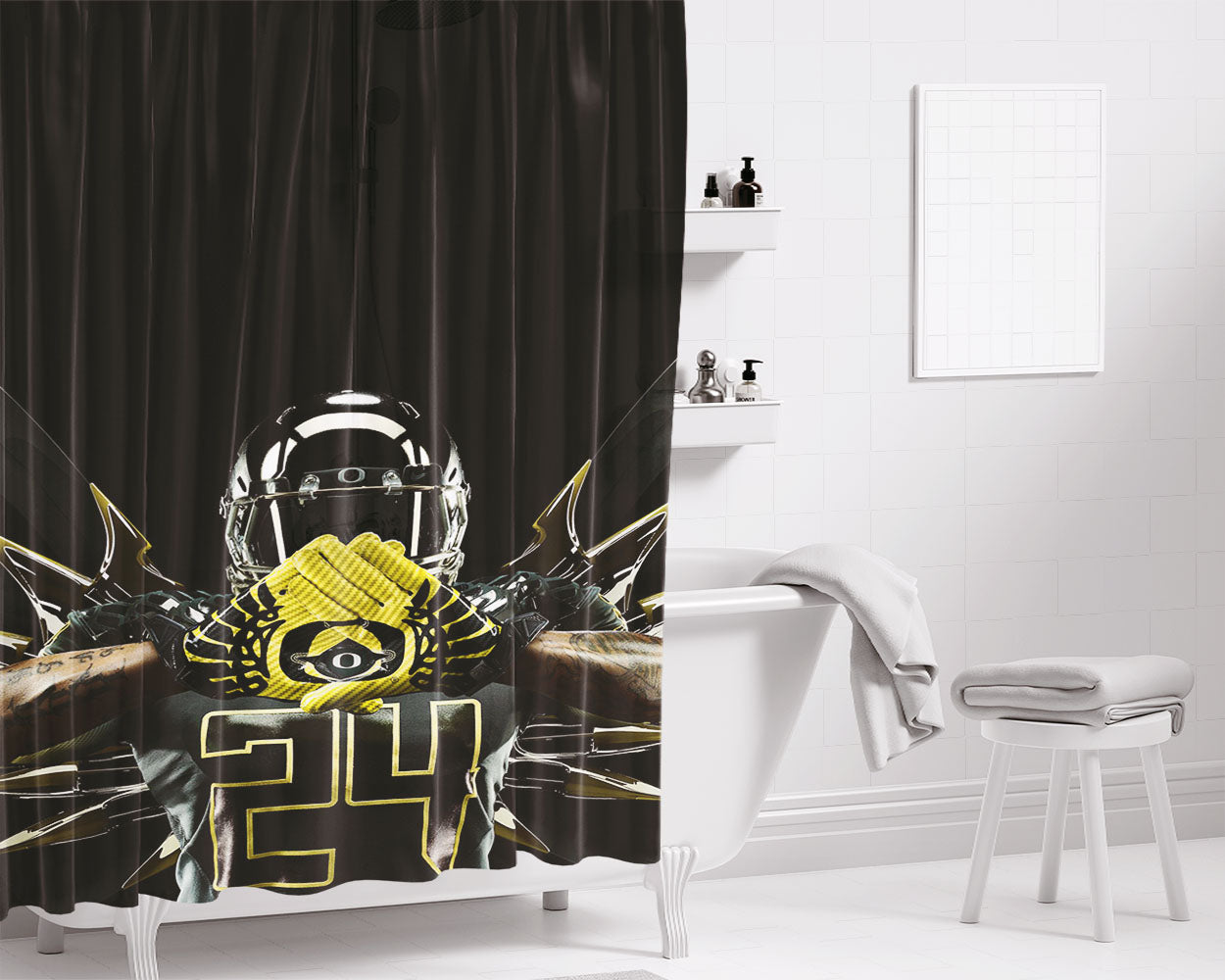 Oregon Ducks Gold Bathroom Shower Curtain Fabric Waterproof | 66 X 72 Inch