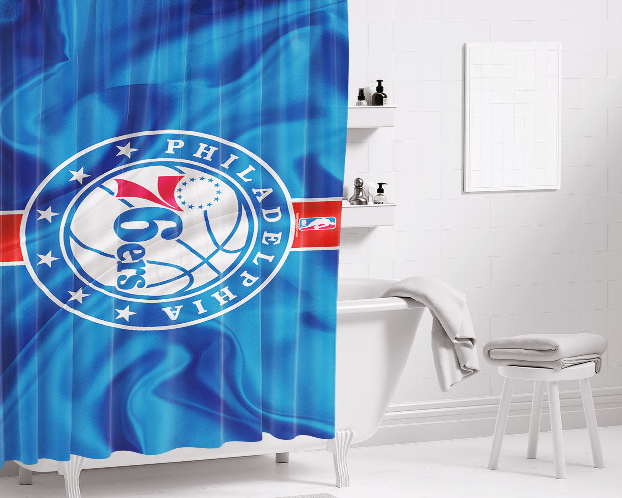 Philandelphia 76Ers Bathroom Shower Curtain Fabric Waterproof | 66 X 72 Inch