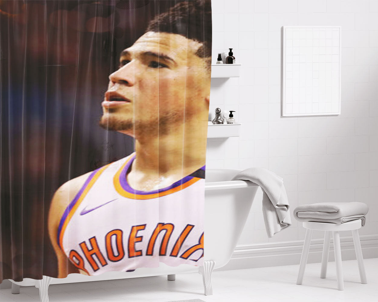 Phoenix Suns Devin Booker Bathroom Shower Curtain Fabric Waterproof | 66 X 72 Inch
