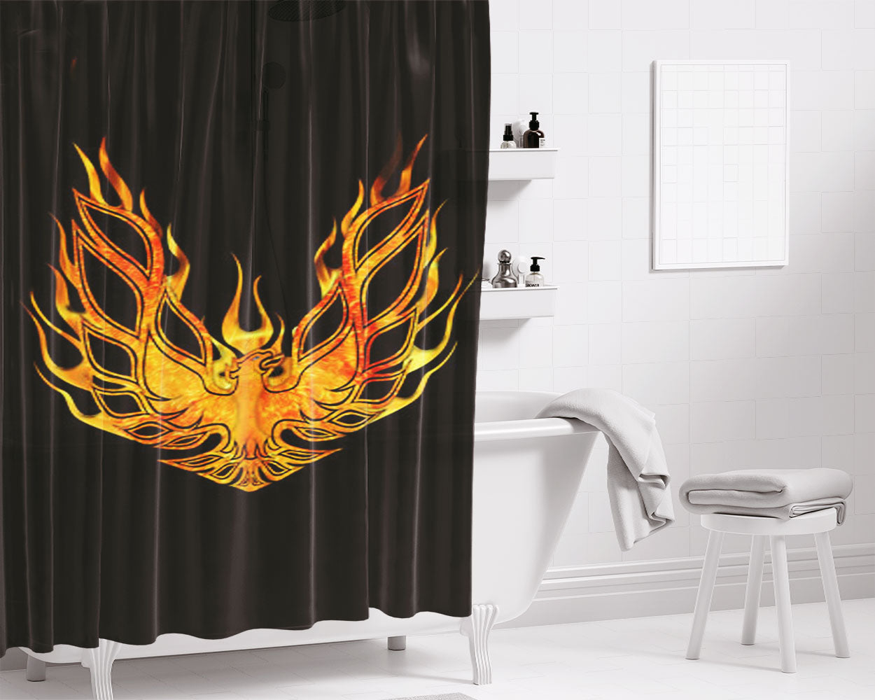 Pontiac Trans Am Decal Bathroom Shower Curtain Fabric Waterproof | 66 X 72 Inch